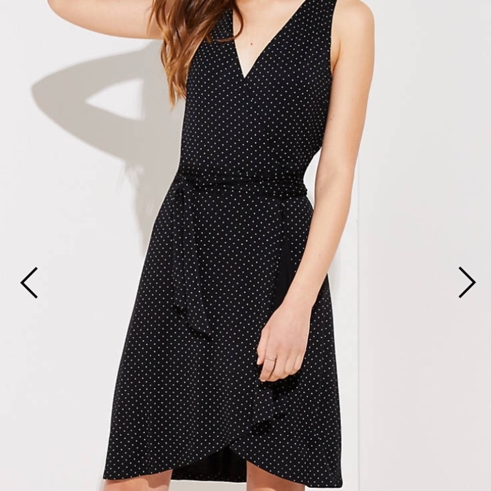 Loft Dotted Sleeveless Wrap Dress